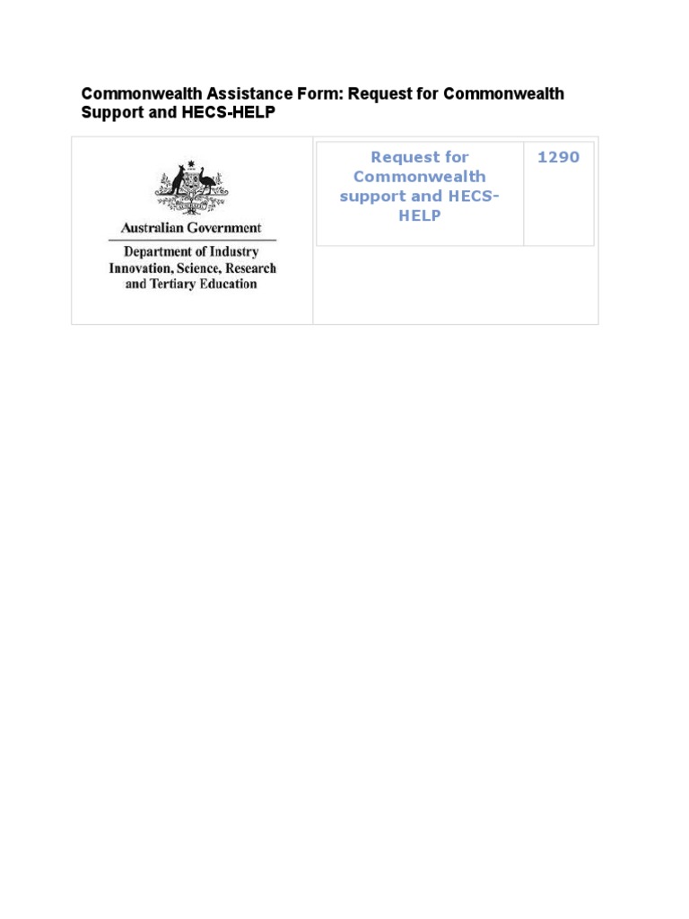 Commonwealth Support & HECS-HELP Form | PDF | Social Institutions ...