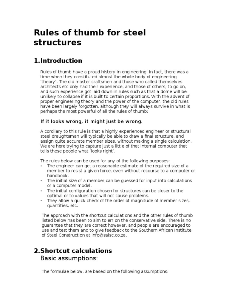 Steel Design Rules of Thumb Guide | PDF | Framing (Construction) | Beam ...