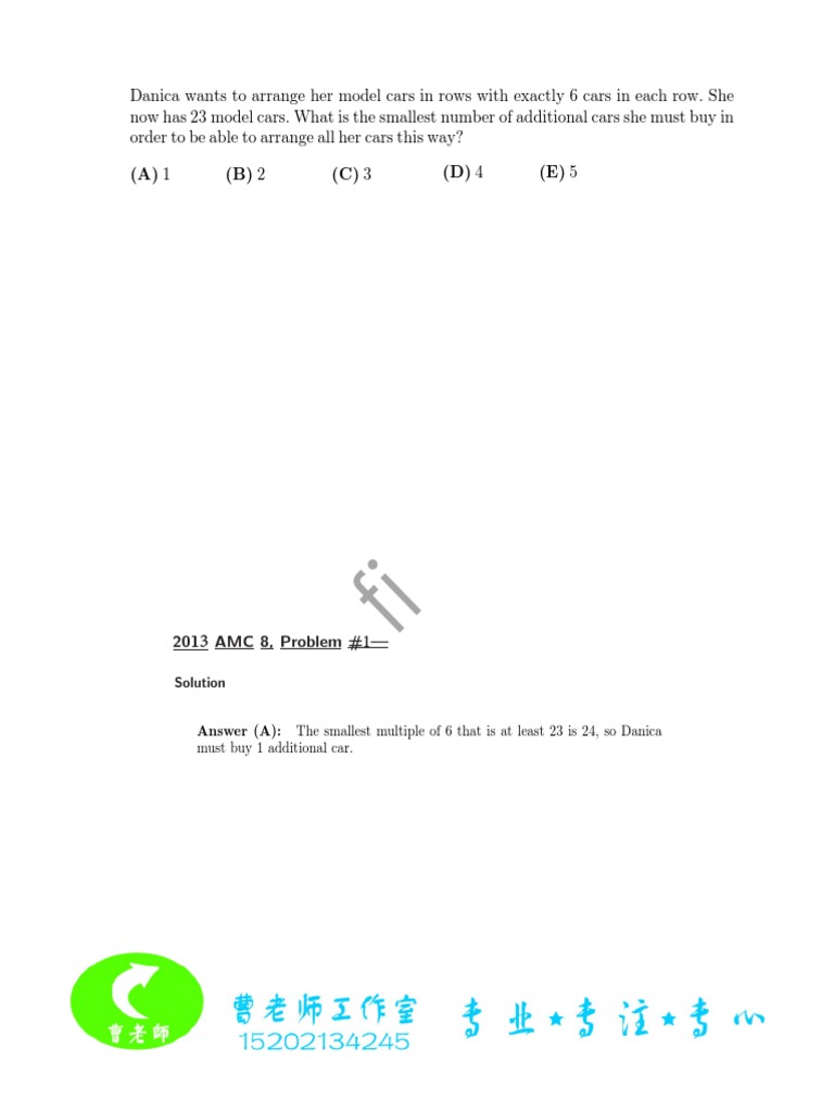 2013 AMC 8 Problem Solutions | PDF | Elementary Mathematics ...