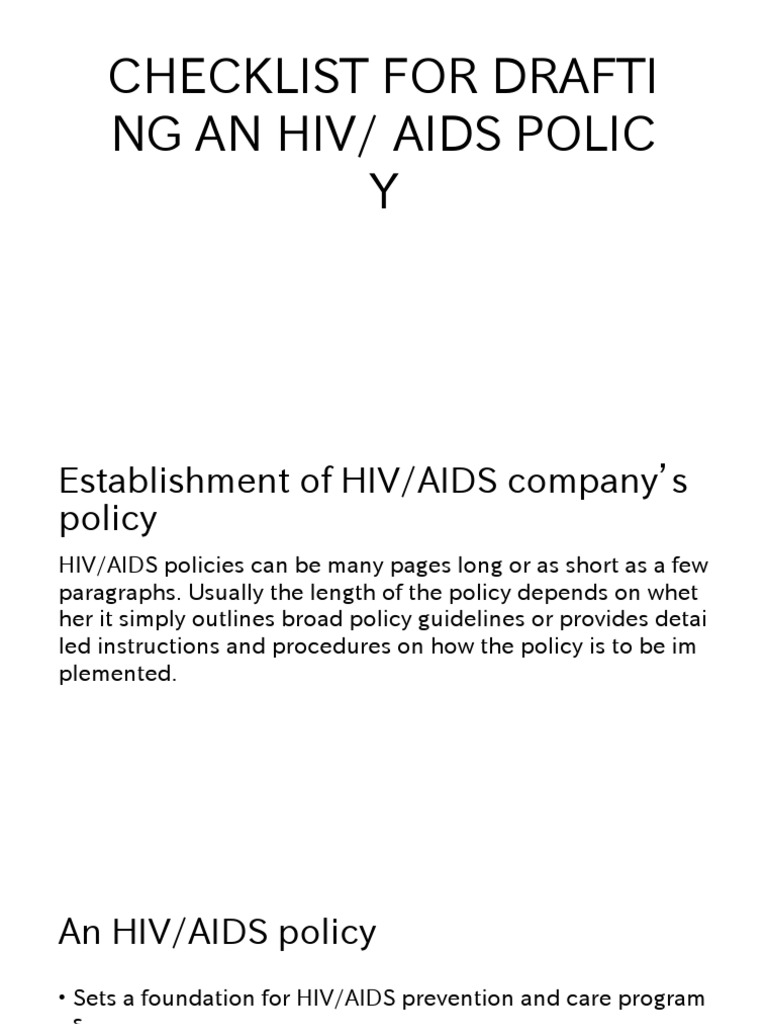 Checklist For Drafting An Hiv | PDF | Hiv/Aids | Prevention Of Hiv/Aids
