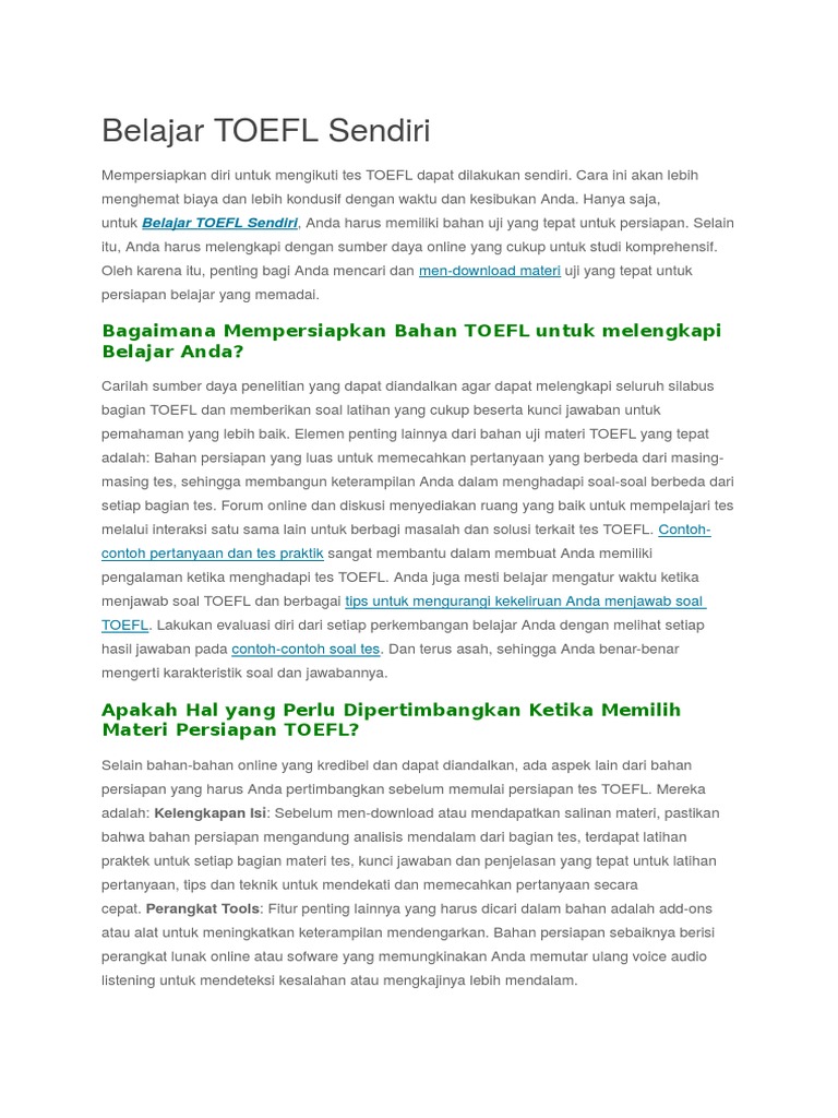 Belajar Toefl Sendiri