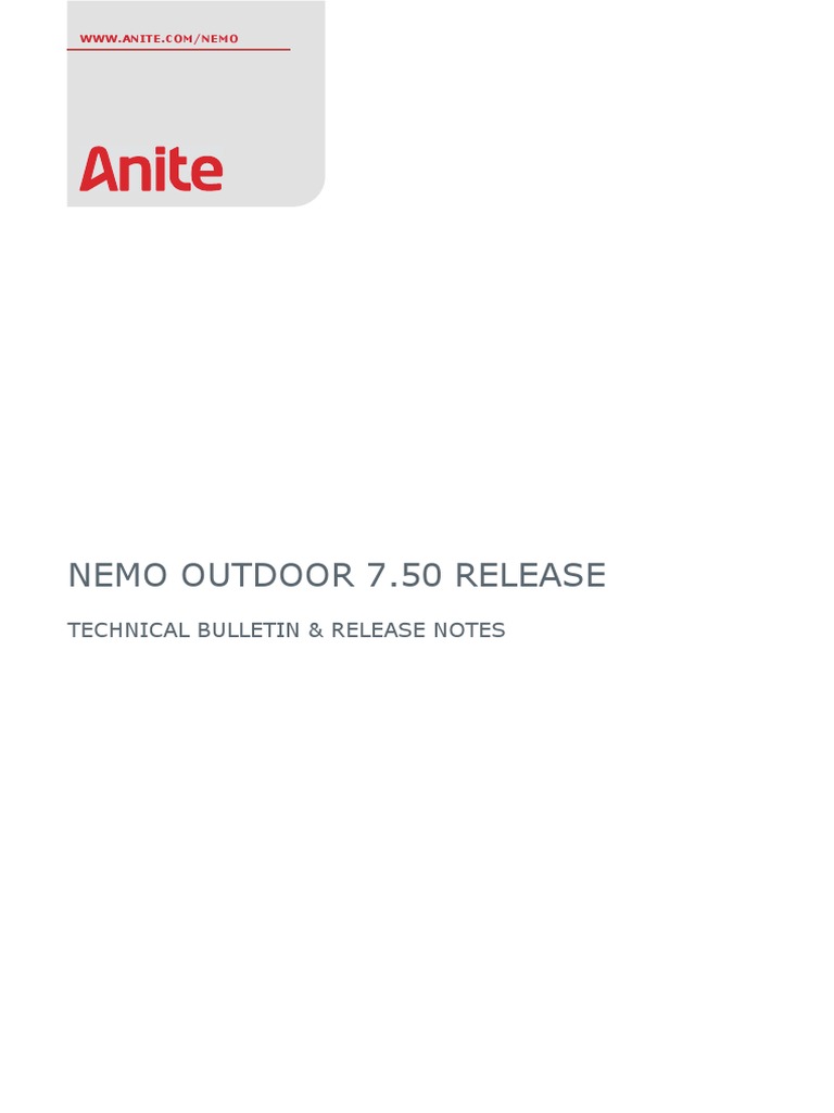 Nemo Outdoor 7.50 Release: Technical Bulletin & Release Notes | PDF ...