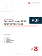 Survival Phrases S1 #8 I Don't Understand: Lesson Notes