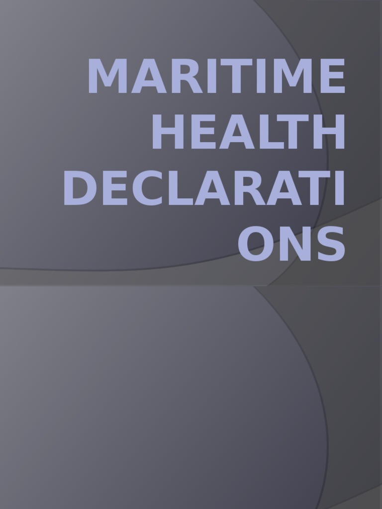 Maritime Health Declarations 121333 PDF Quarantine Yellow Fever