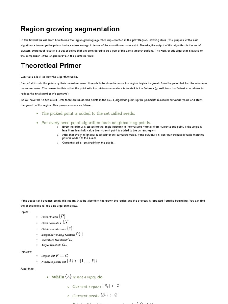 Region Growing Segmentation | PDF | Image Segmentation | Curvature