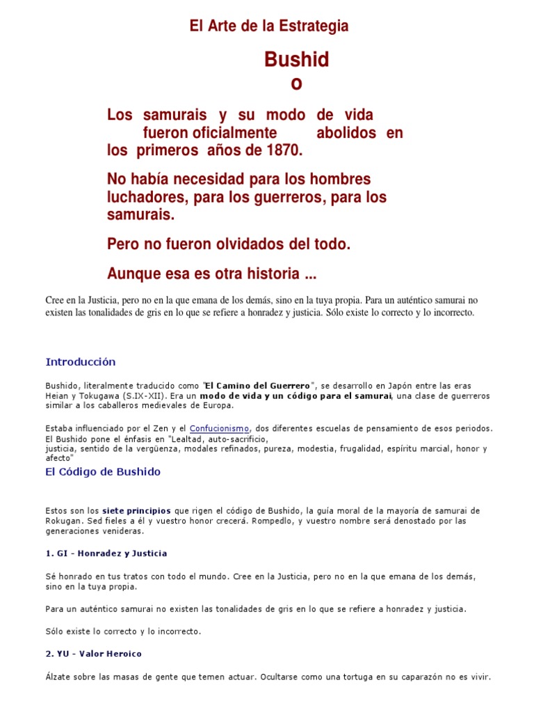 El Arte de La Estrategia - Bushido | PDF | Bushido | Samurai