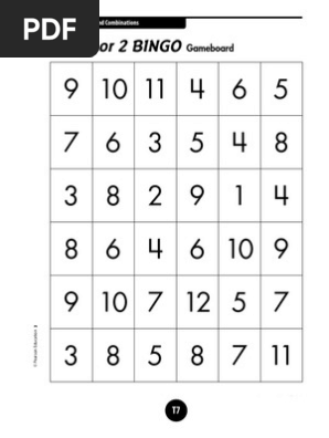 plus 1 or 2 bingo board