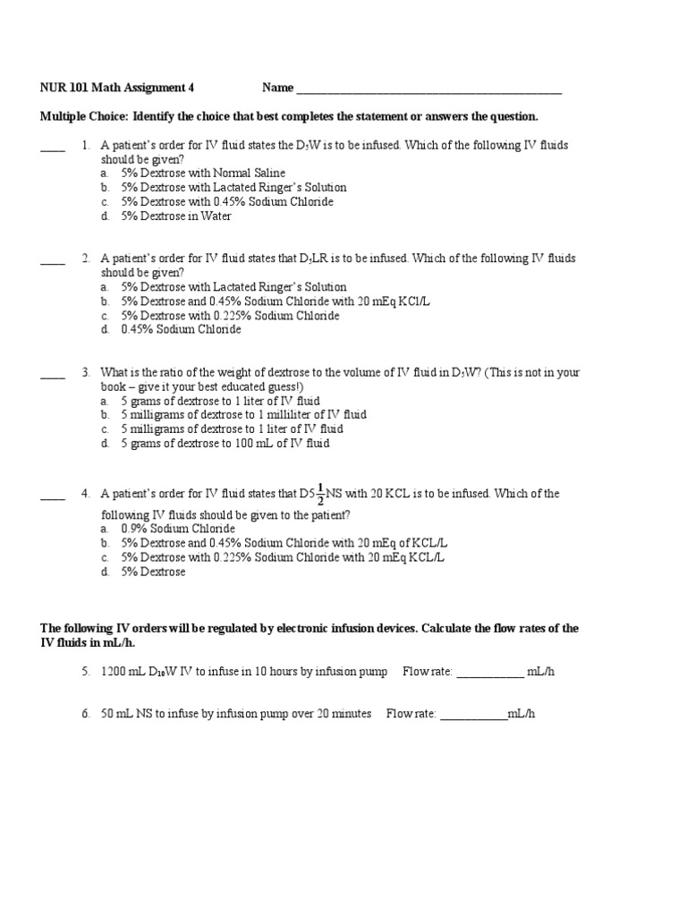 NUR101 Math Assignment 4 | PDF | Business