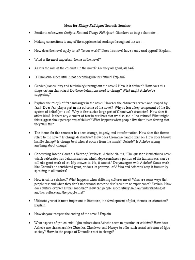 Ideas For Things Fall Apart Socratic Seminar Science Philosophical Science Ideas For Things Fall Apart Socratic Seminar Science Philosophical Science