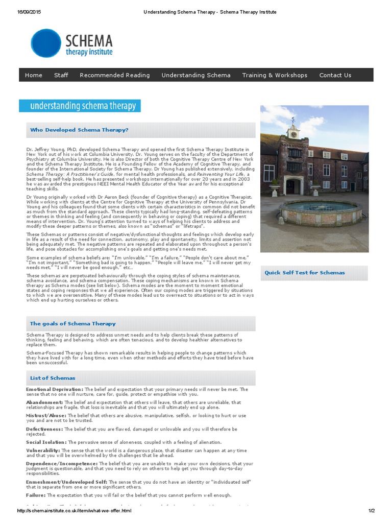Understanding Schema Therapy - Schema Therapy Institute Alt | PDF ...