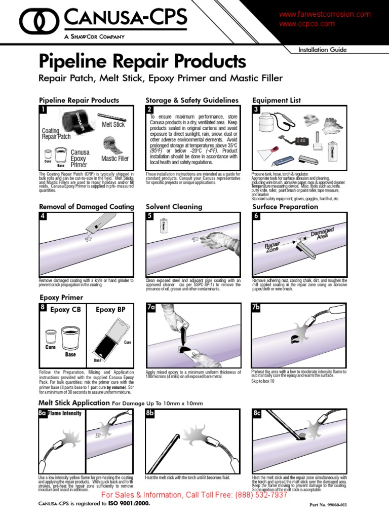 Canusa Pipeline Repair Products Installation Guide PDF Epoxy