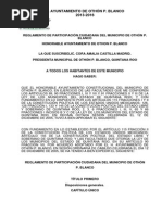 Reglamento de Participación Ciudadana Del Municipio de Othón p. Blanco