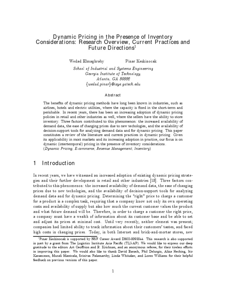 Dynamic Pricing Strategies with Inventory | PDF | Inventory | Retail