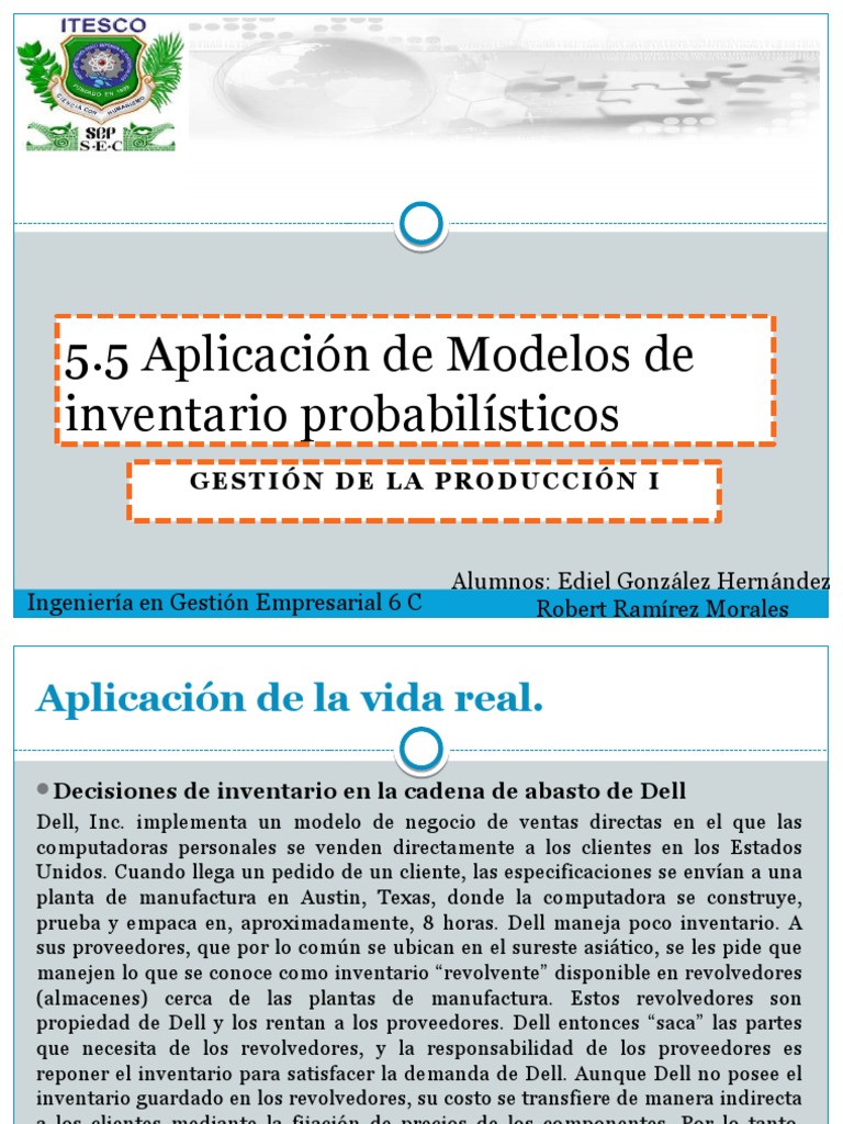  Aplicacion de Modelos de Inventarios Probabilisticos | PDF | Dell |  Inventario