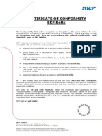 Certificate of Conformity SKF Belts: Date: 03/09/2007