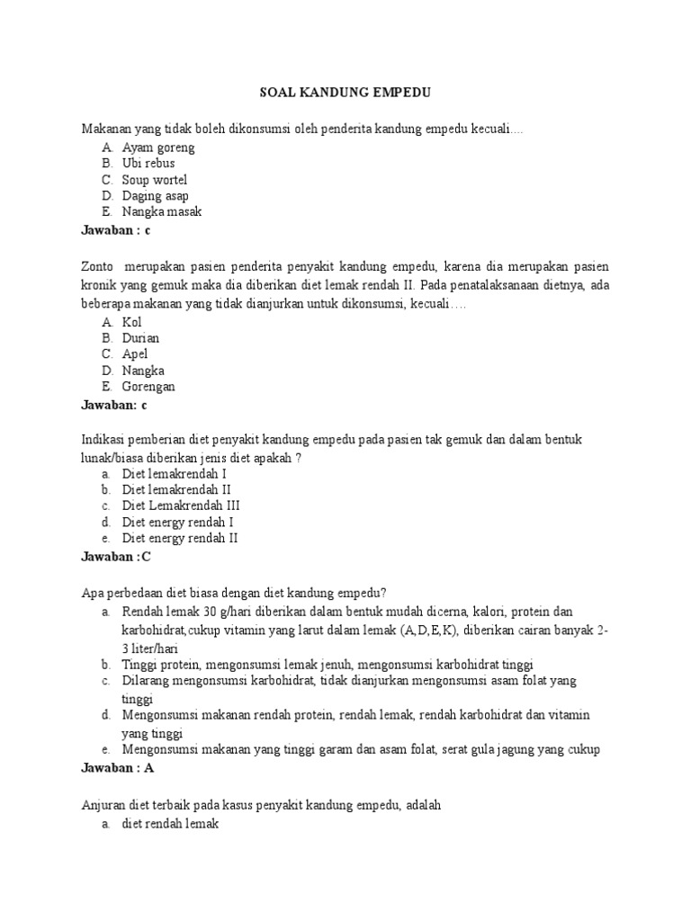 Soal Kandung Empedu