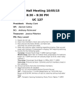 Dining Hall Meeting 10/05/15 8:30 - 9:30 PM UC 127