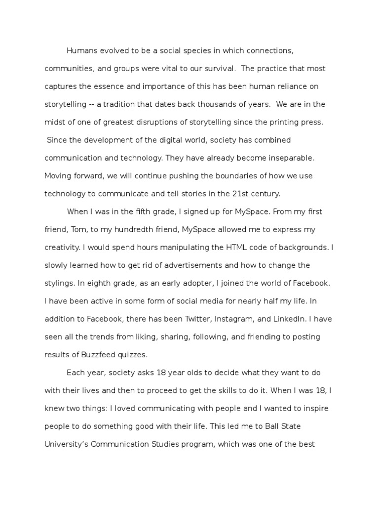 statement of purpose Digital & Social Media Social Media