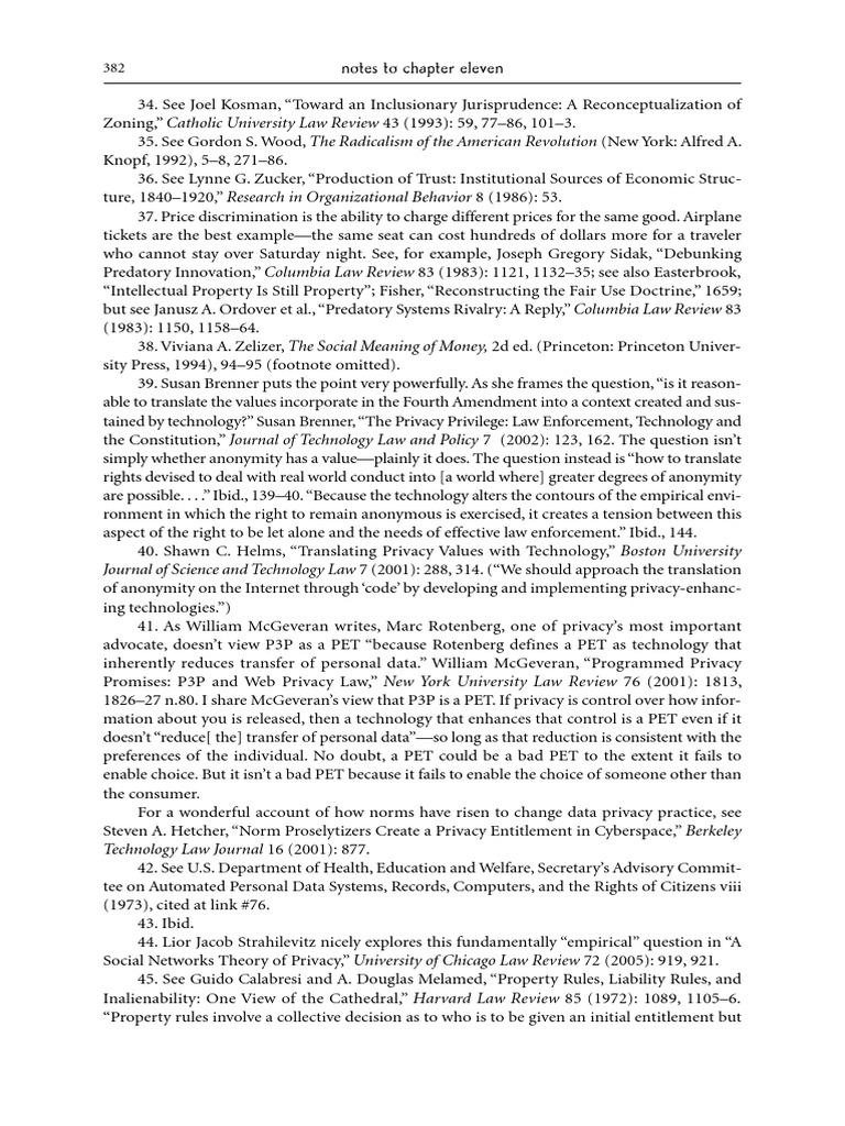 Journal of Science and Technology Law 7 (2001) 288, 314. ("We Should