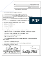 Prova III Bimestre Geografia 3º Ano Fundamental