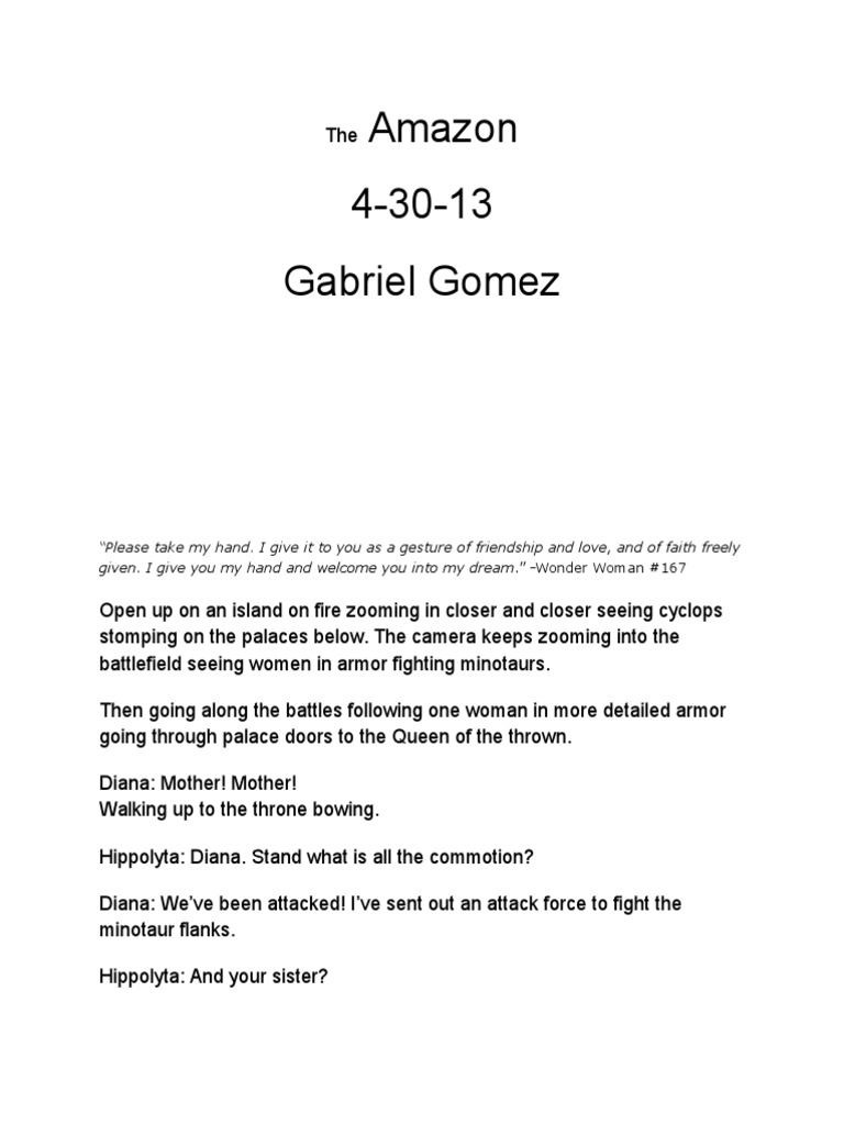 Epic Amazonian Battle Script | PDF | Wonder Woman