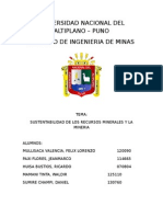 Sustentabilidad de Los Recursos Minerales y La Mineria