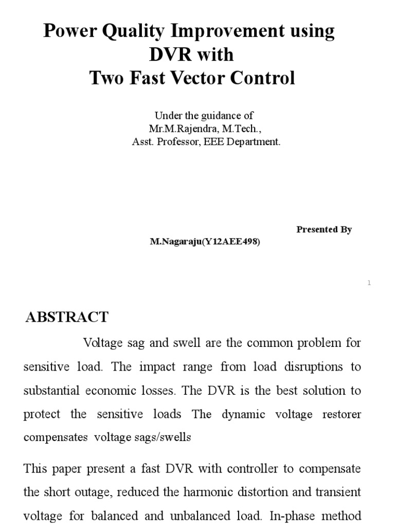 Power Quality: DVR for Voltage Control | PDF | Science & Mathematics ...