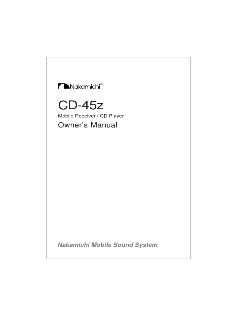 Nakamichi CD-45Z Owner's Manual | PDF