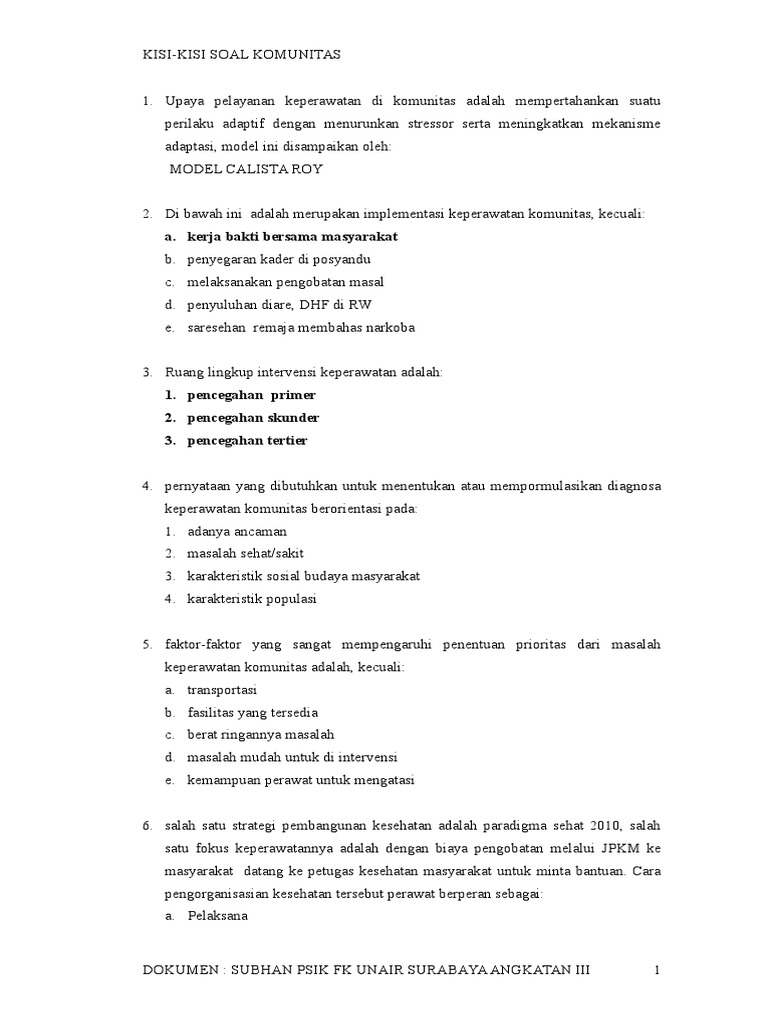 Kisi Kisi Soal Komunitas 24