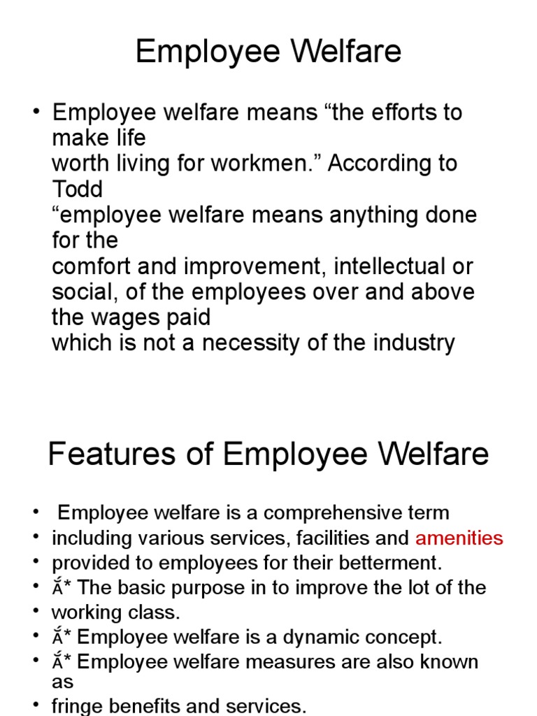 Employee Welfare PDF Welfare Employment