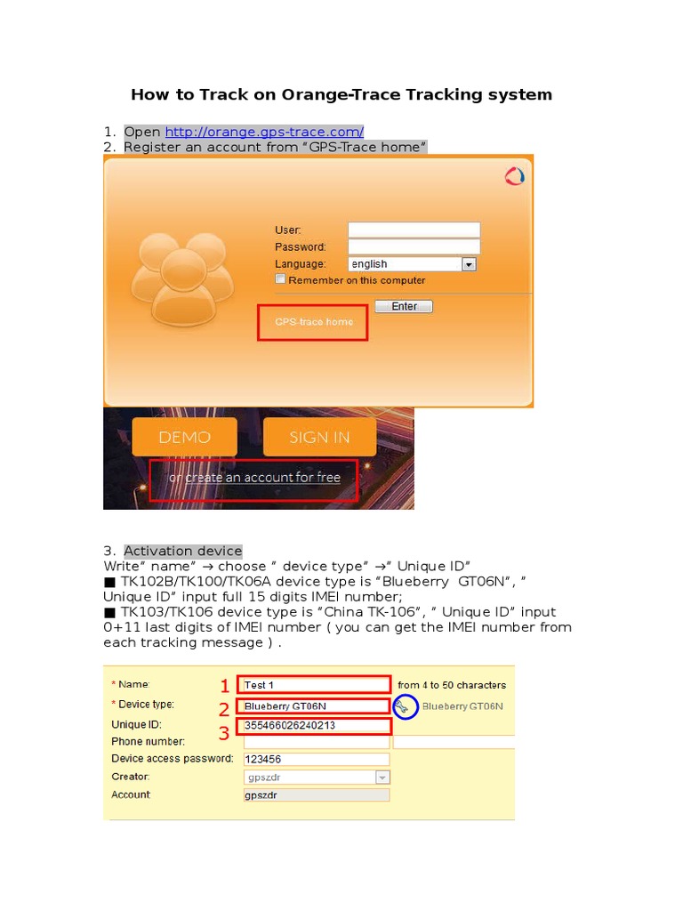 Orange-Trace GPS Tracking Guide | PDF | Computers