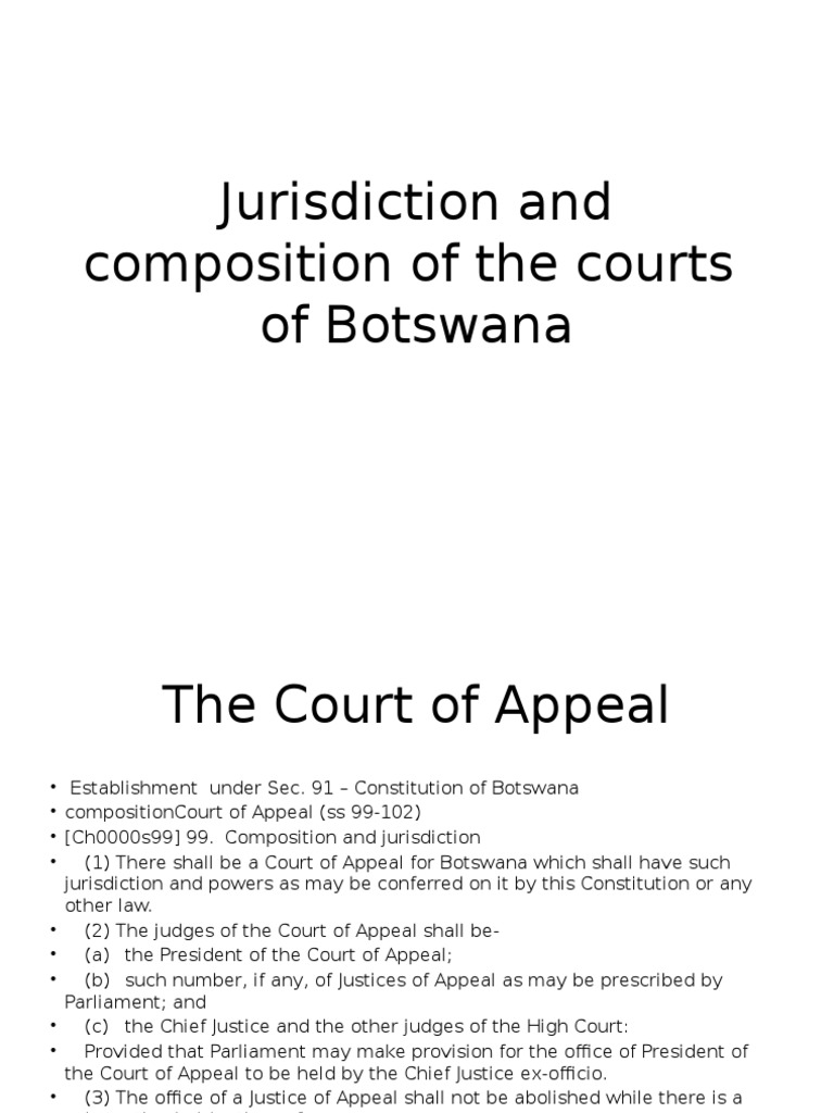 Jurisdiction and Composition of the Courts of Botswana Original