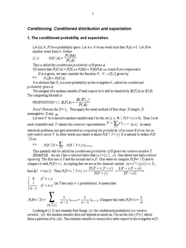 Conditioned Probability and Expectation | PDF | Probability ...