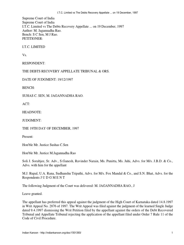 Order 7 Rule 11 CPC Rejection of Plaint Letter Of Credit Lawsuit