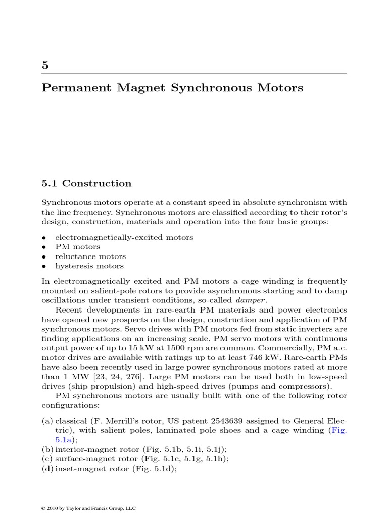 Permanent Magnet Synchronous Motors | PDF