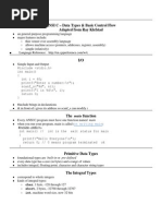 IntroC DataTypesCtrlFlow