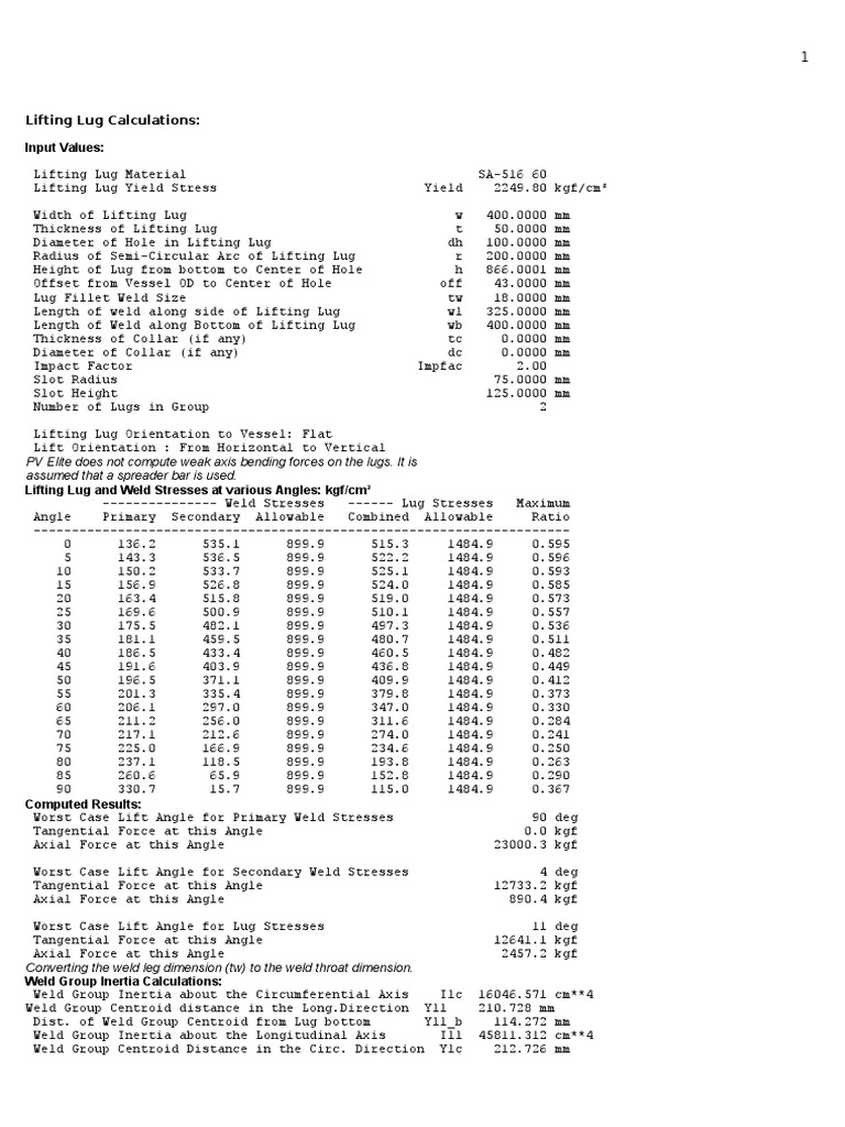 Lifting Lug Calculations PDF Classical Mechanics Mechanical