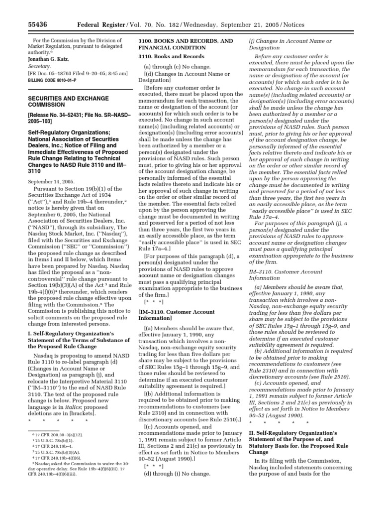 Notice Securities Exchange Act of 1934 and Investment Company Act of