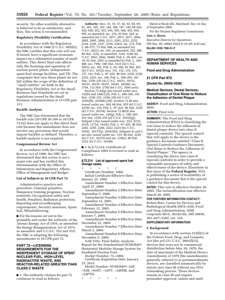 Rule: Medical Devices: Dental Devices— Oral Rinse To Reduce Dental ...