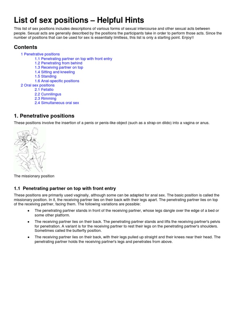 List Of Sex Positions Helpful Hints PDF Sex Position Sexual 