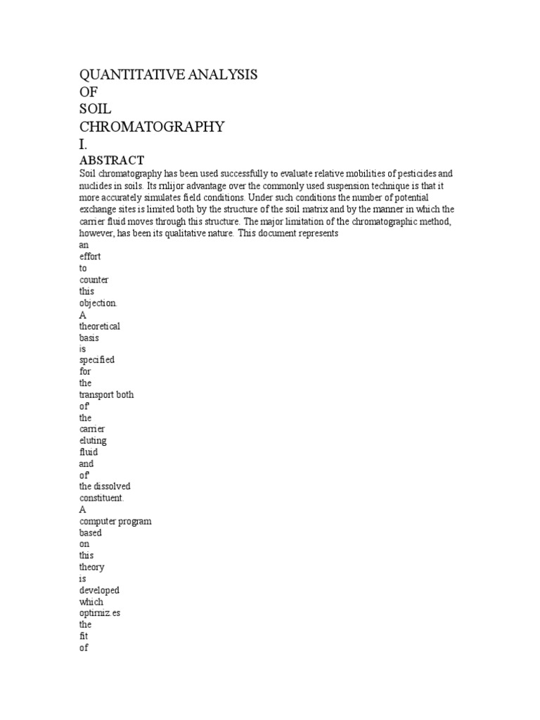 Quantitative Soil Chromatography Analysis | PDF