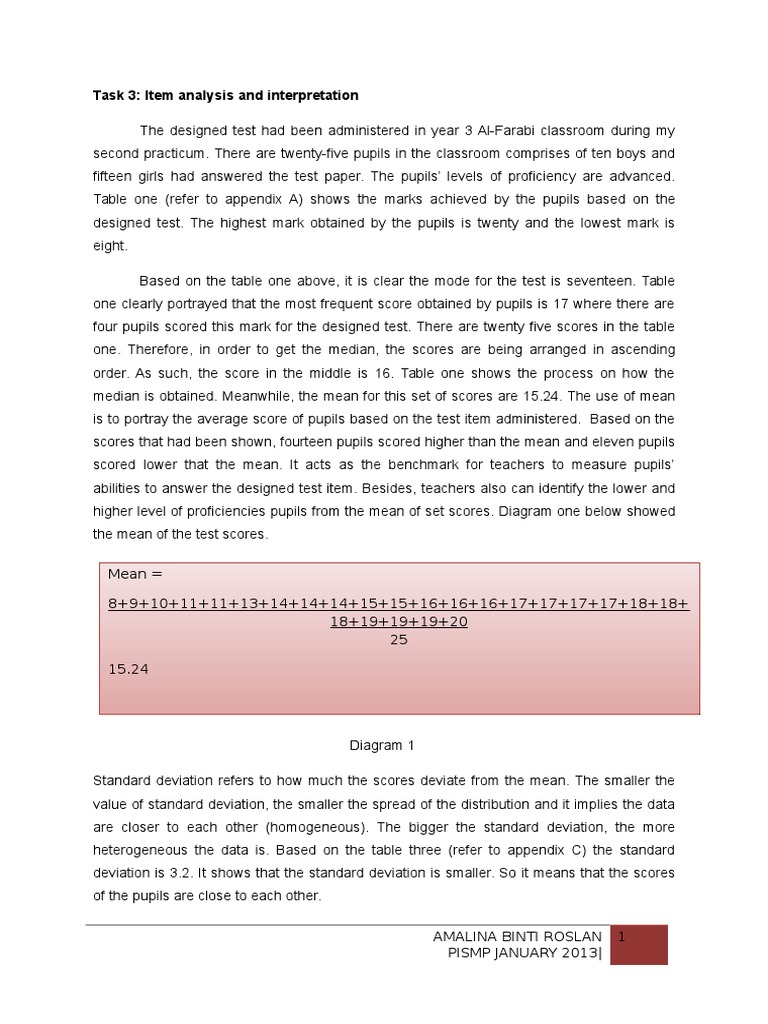 Test Item Analysis and Interpretation | PDF | Mean | Median