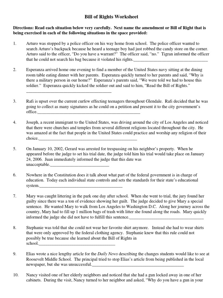 Bill Of Rights Worksheet Answers - Nidecmege Throughout Bill Of Rights Worksheet Answers