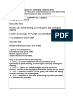 ASSIGNMENT: Webquest For Compiling Company Data. Surf