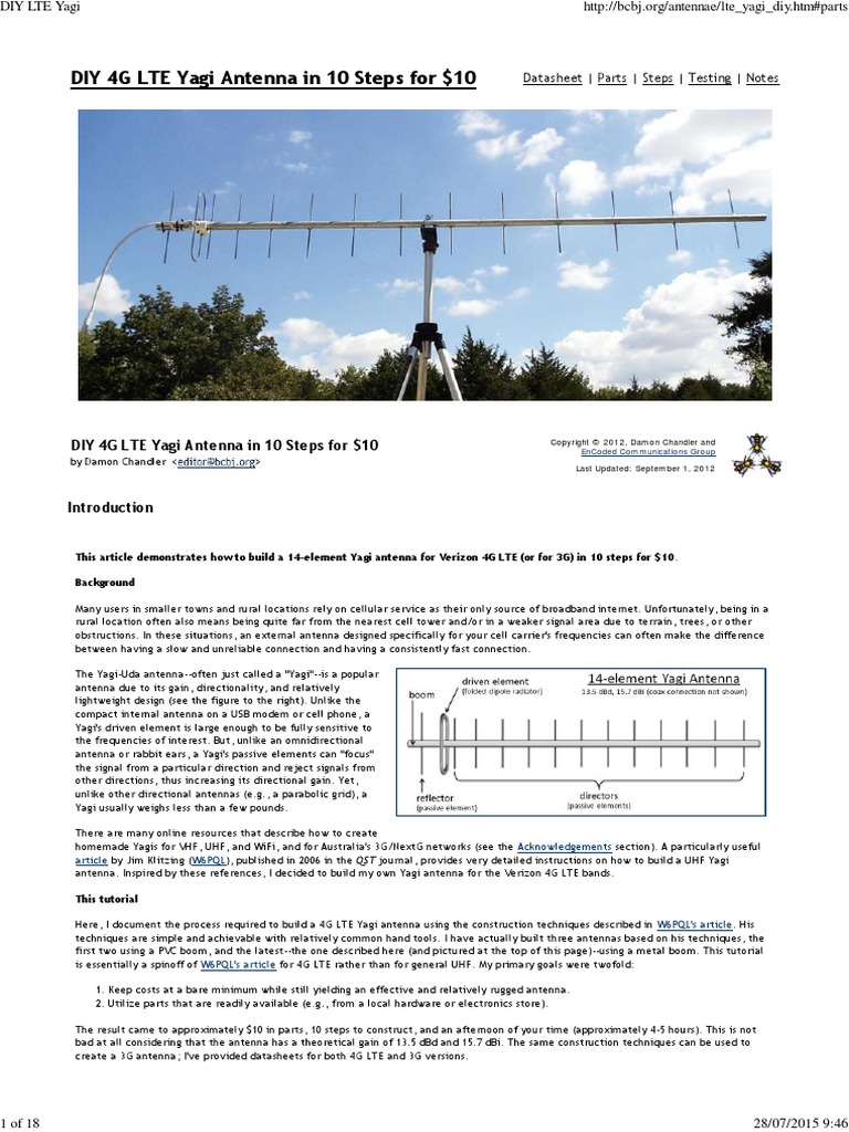Diy Lte Yagi Coaxial Cable Antenna (Radio)