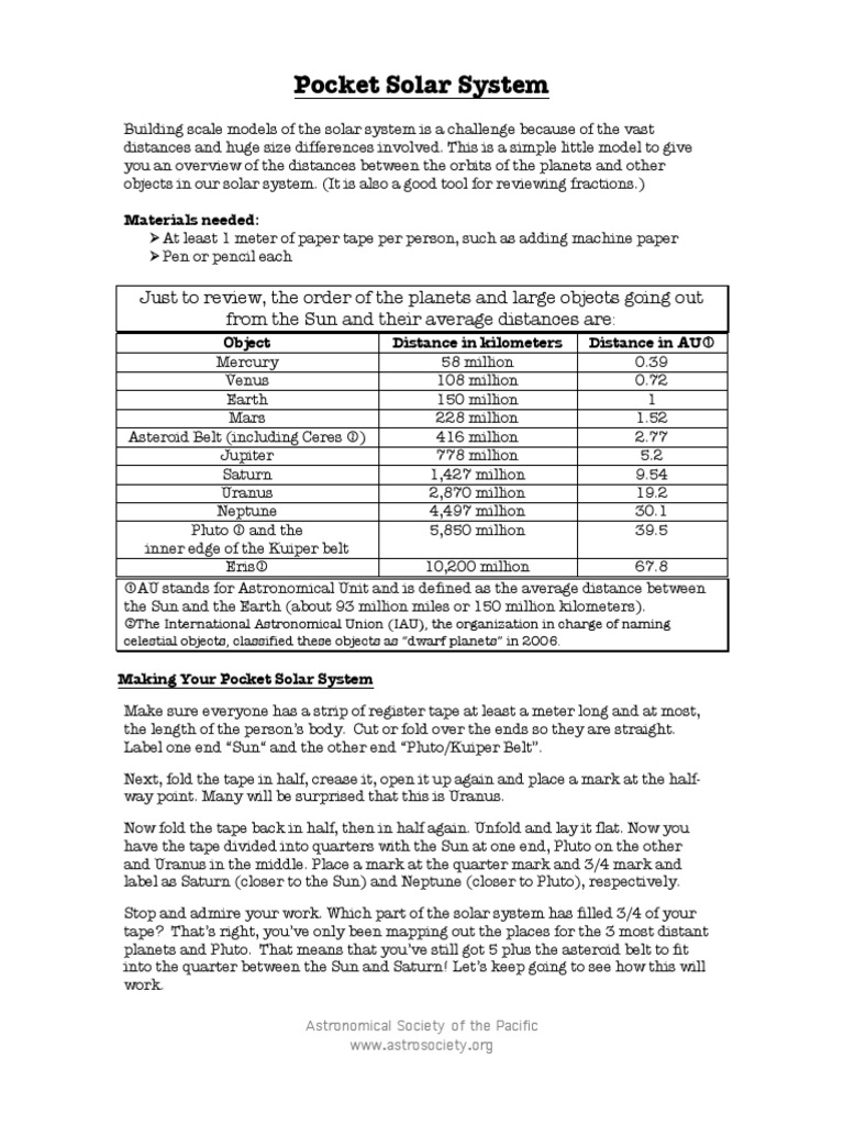 Pocket Solar System | PDF | Solar System | Pluto