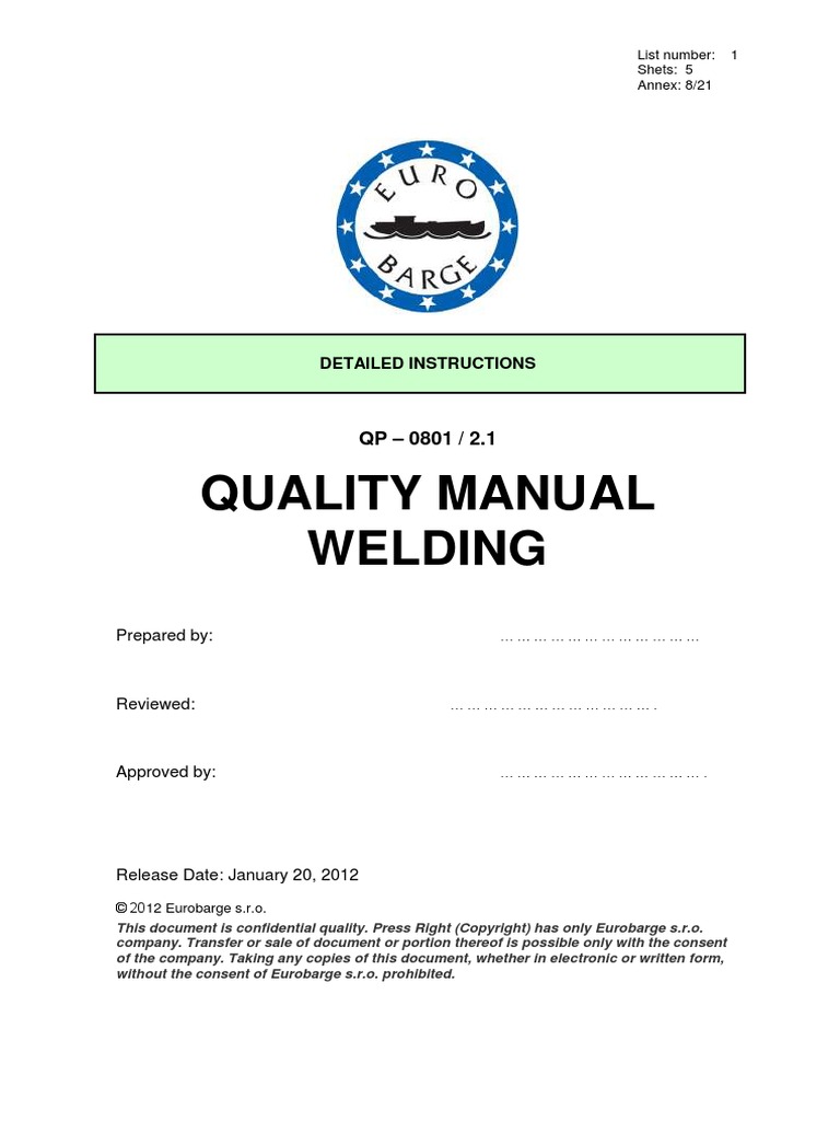 Sample of Welding Quality Manual | PDF | Welding | Construction