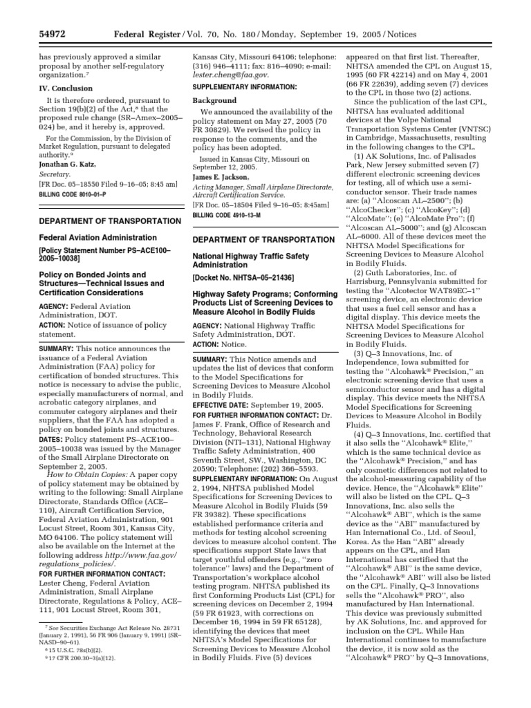 Federal Register / Vol. 70, No. 180 / Monday, September 19, 2005 ...