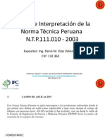 Análisis e Interpretación de La Norma Técnica Peruana N.T.P.111.010 - 2003