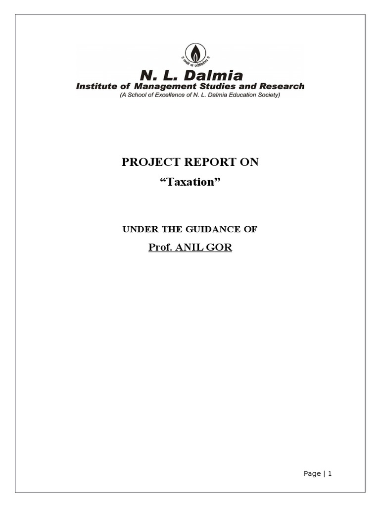 Taxation Project Report Overview | PDF | Value Added Tax | Indian Black ...
